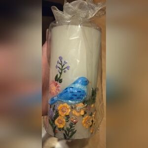 Bluebird Floral Design Candle Pillar 6x3" Made in Vietnam CBOCS Distribution